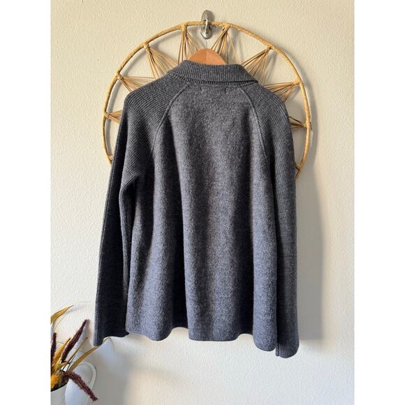 Harvé Benard 100% Wool Gray Double Breasted Peacoat Ribbed Sleeves Women’s Large - Picture 11 of 13